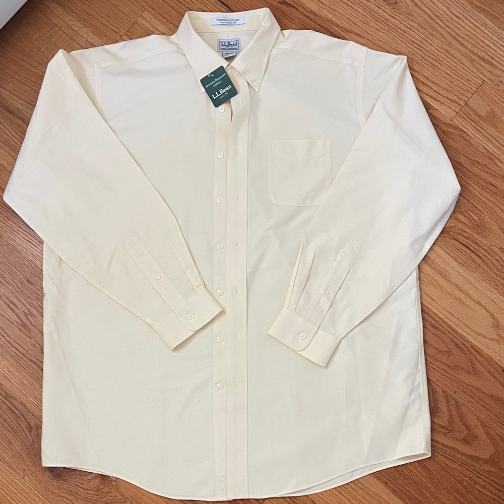 NWT L.L. Bean Men’s Wrinkle Resistant 100% Cotton Oxford Shirt ~ 17 1/2” x 36”